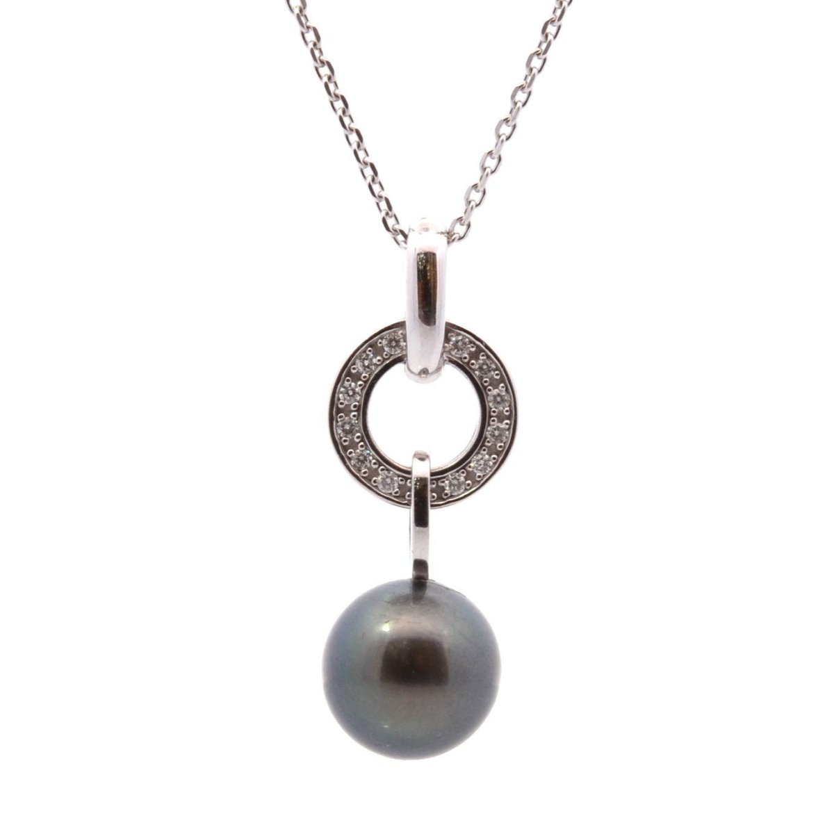 Collier Pendentif en or blanc, perle et diamants - Castafiore