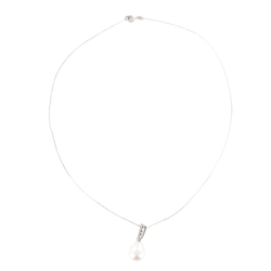 Collier Pendentif en or blanc, perle et diamants - Castafiore