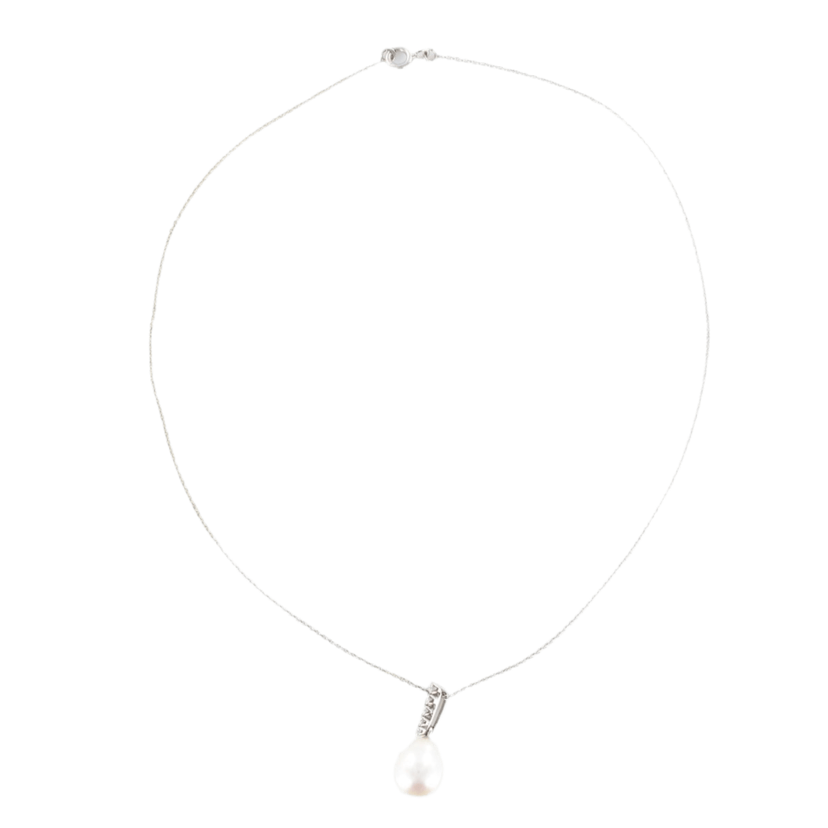 Collier Pendentif en or blanc, perle et diamants - Castafiore
