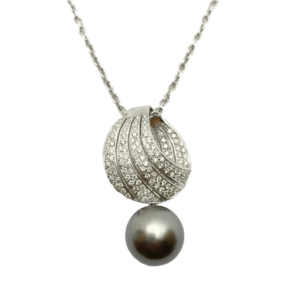 Collier Pendentif en or blanc, perle et diamants - Castafiore