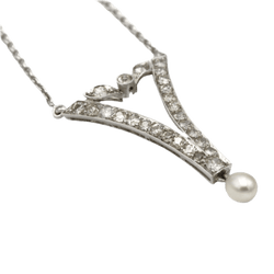 Collier Pendentif en or blanc, perle et diamants - Castafiore