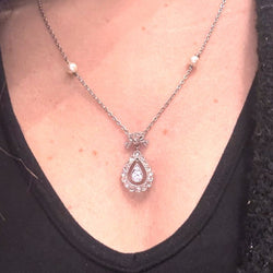 Collier Pendentif en or blanc, perles et diamants - Castafiore
