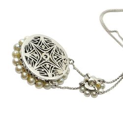Collier Pendentif en or blanc, perles et diamants - Castafiore