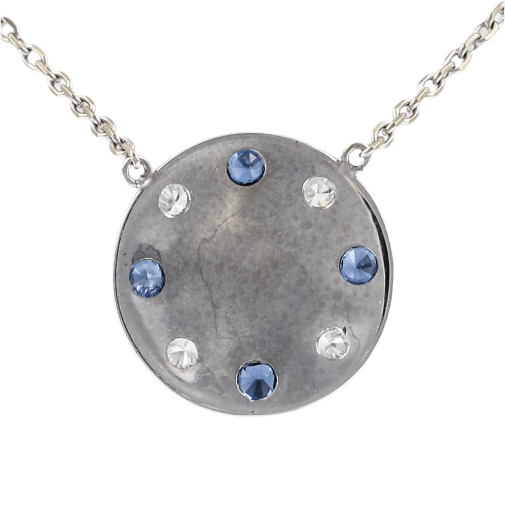 Collier Pendentif en or blanc, pierre de lune, saphirs et diamants - Castafiore