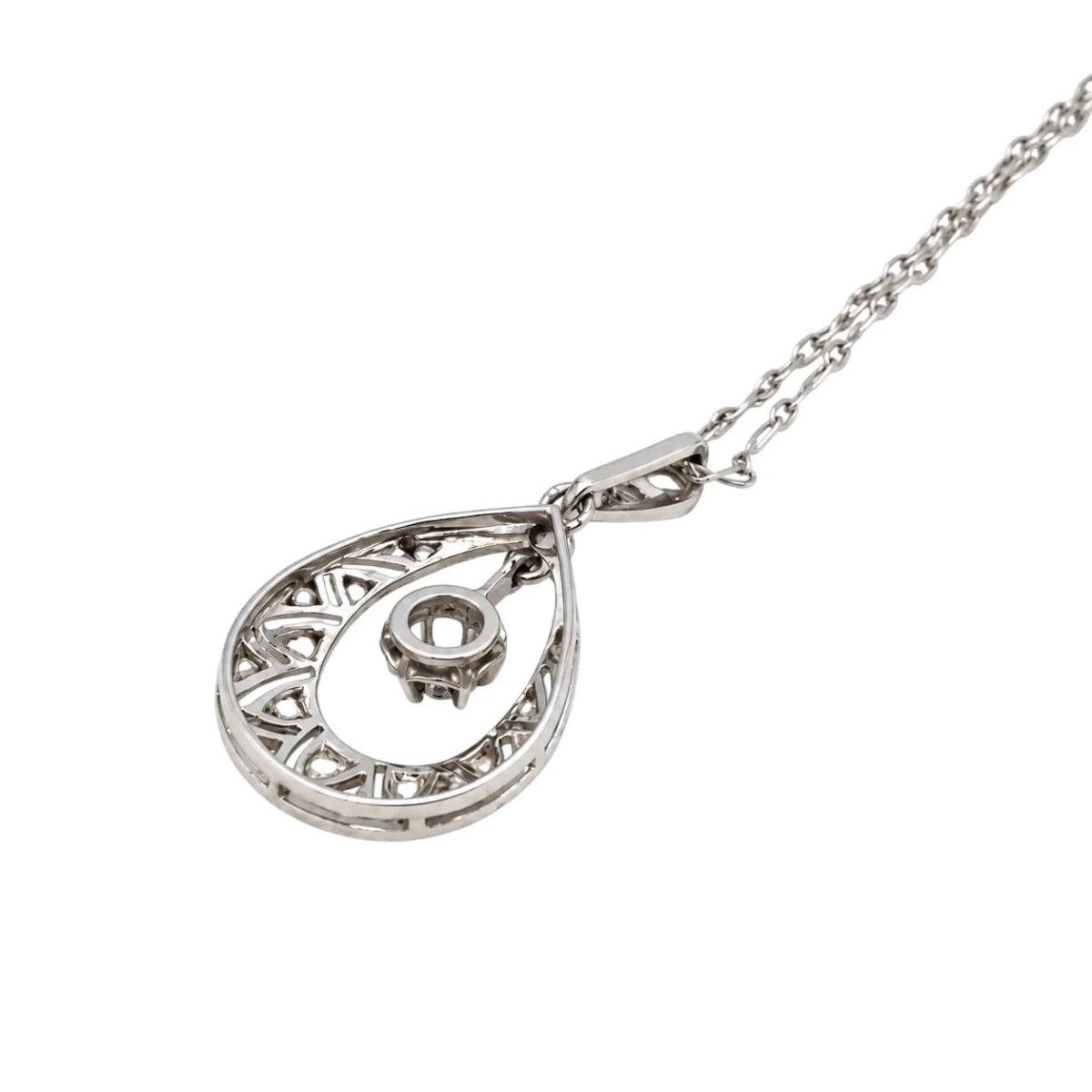 Collier Pendentif en or blanc, platine et diamants - Castafiore
