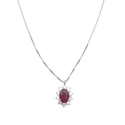Collier Pendentif en or blanc, rubis et diamants - Castafiore