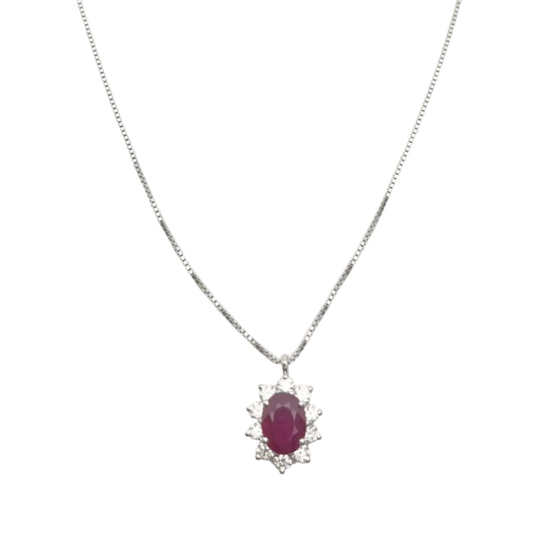Collier Pendentif en or blanc, rubis et diamants - Castafiore