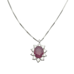 Collier Pendentif en or blanc, rubis et diamants - Castafiore