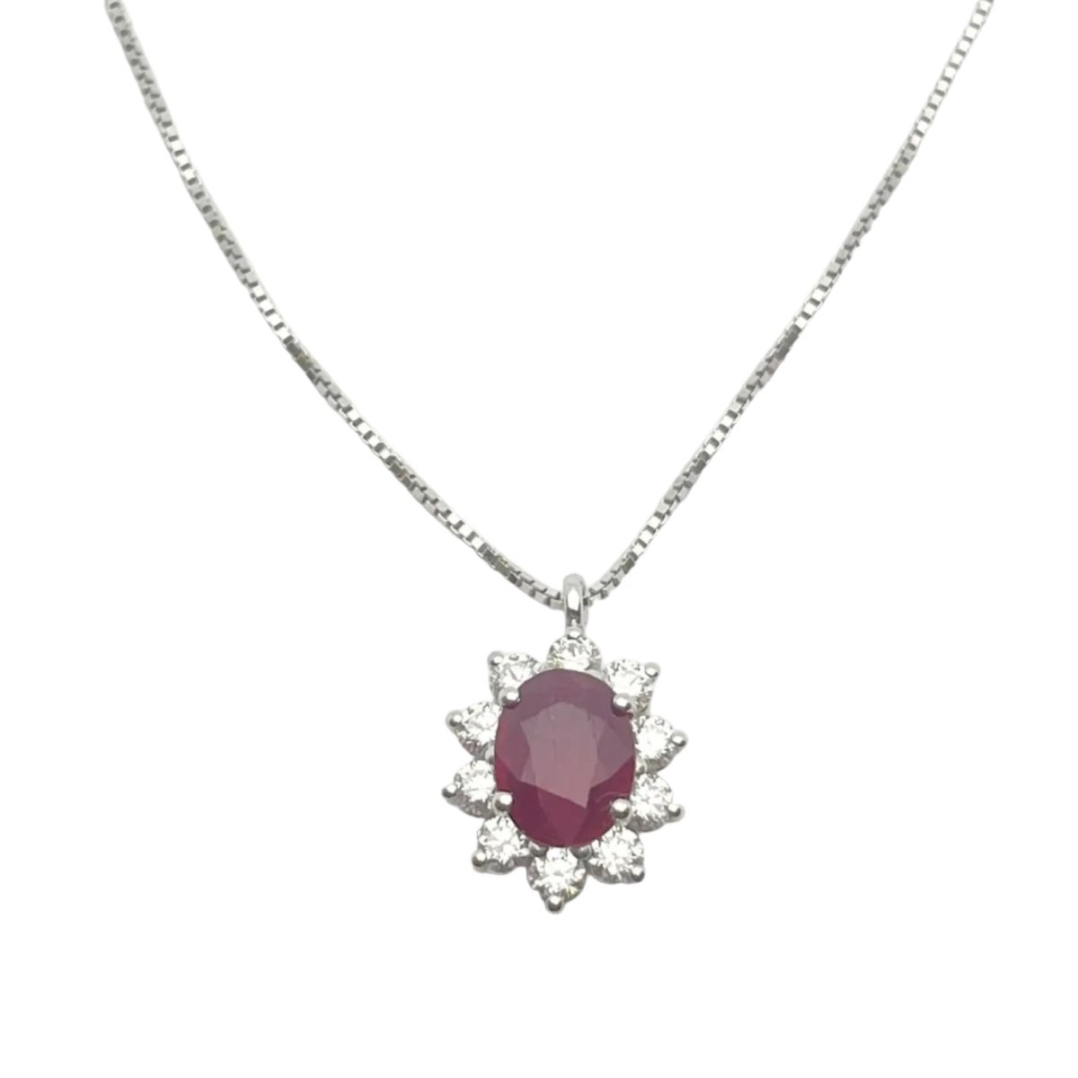 Collier Pendentif en or blanc, rubis et diamants - Castafiore