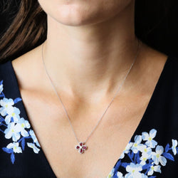 Collier Pendentif en or blanc, rubis et diamants - Castafiore