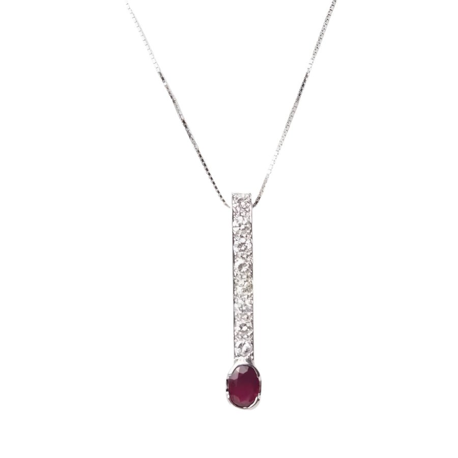 Collier Pendentif en or blanc, rubis et diamants - Castafiore