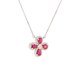 Collier Pendentif en or blanc, rubis et diamants - Castafiore