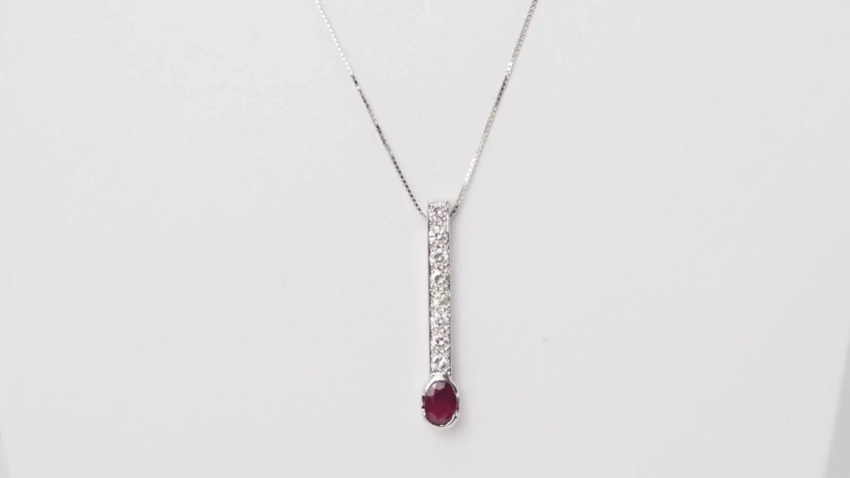 Collier pendentif en or blanc, rubis et diamants - Castafiore