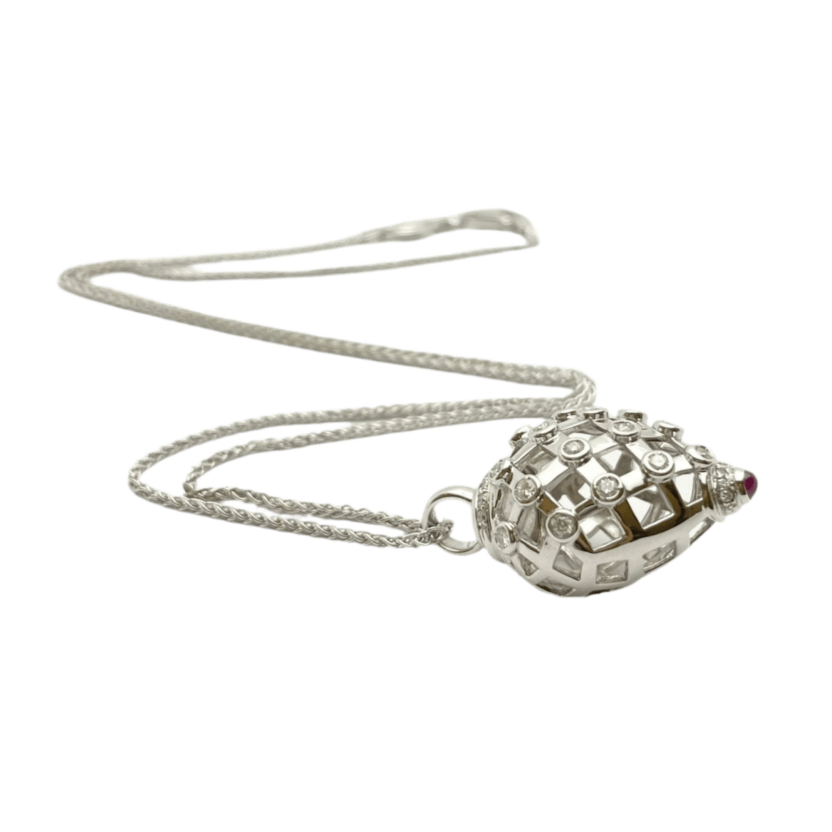 Collier Pendentif en or blanc, rubis et diamants - Castafiore