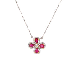 Collier Pendentif en or blanc, rubis et diamants - Castafiore