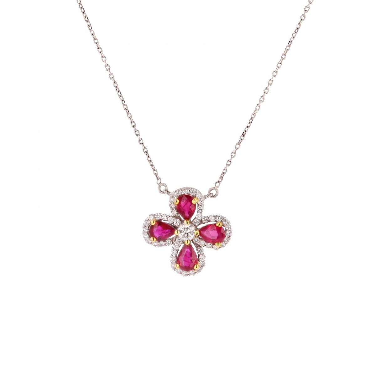 Collier Pendentif en or blanc, rubis et diamants - Castafiore