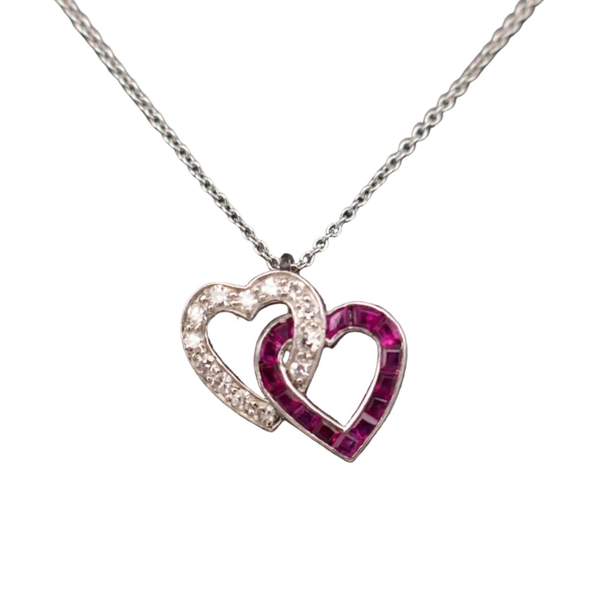 Collier Pendentif en or blanc, rubis et diamants - Castafiore