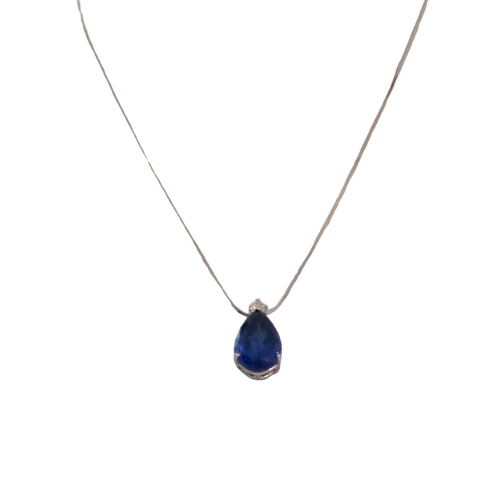 Collier Pendentif en or blanc, saphir et diamant - Castafiore