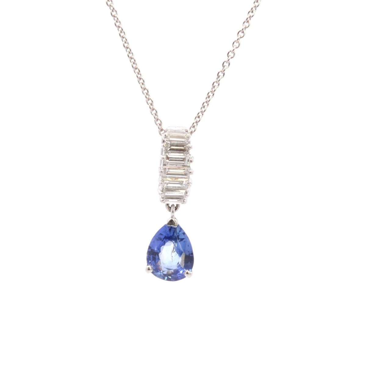 Collier Pendentif en or blanc, saphir et diamants - Castafiore