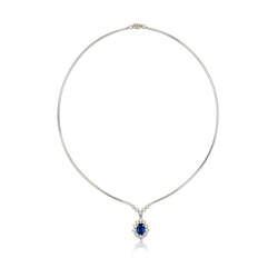 Collier pendentif en or blanc, saphir et diamants - Castafiore