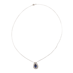 Collier Pendentif en or blanc, saphir et diamants - Castafiore