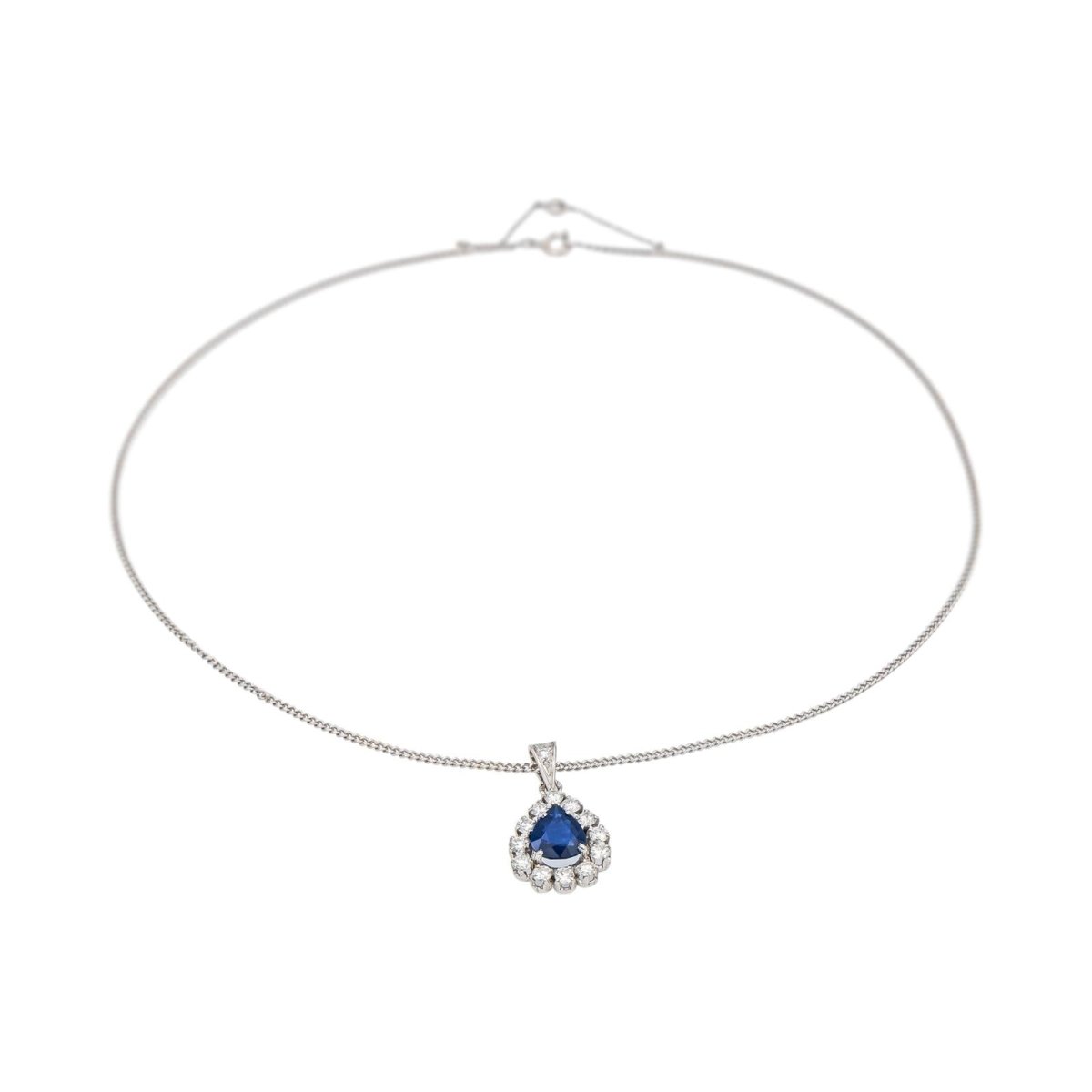 Collier Pendentif en or blanc, saphir et diamants - Castafiore