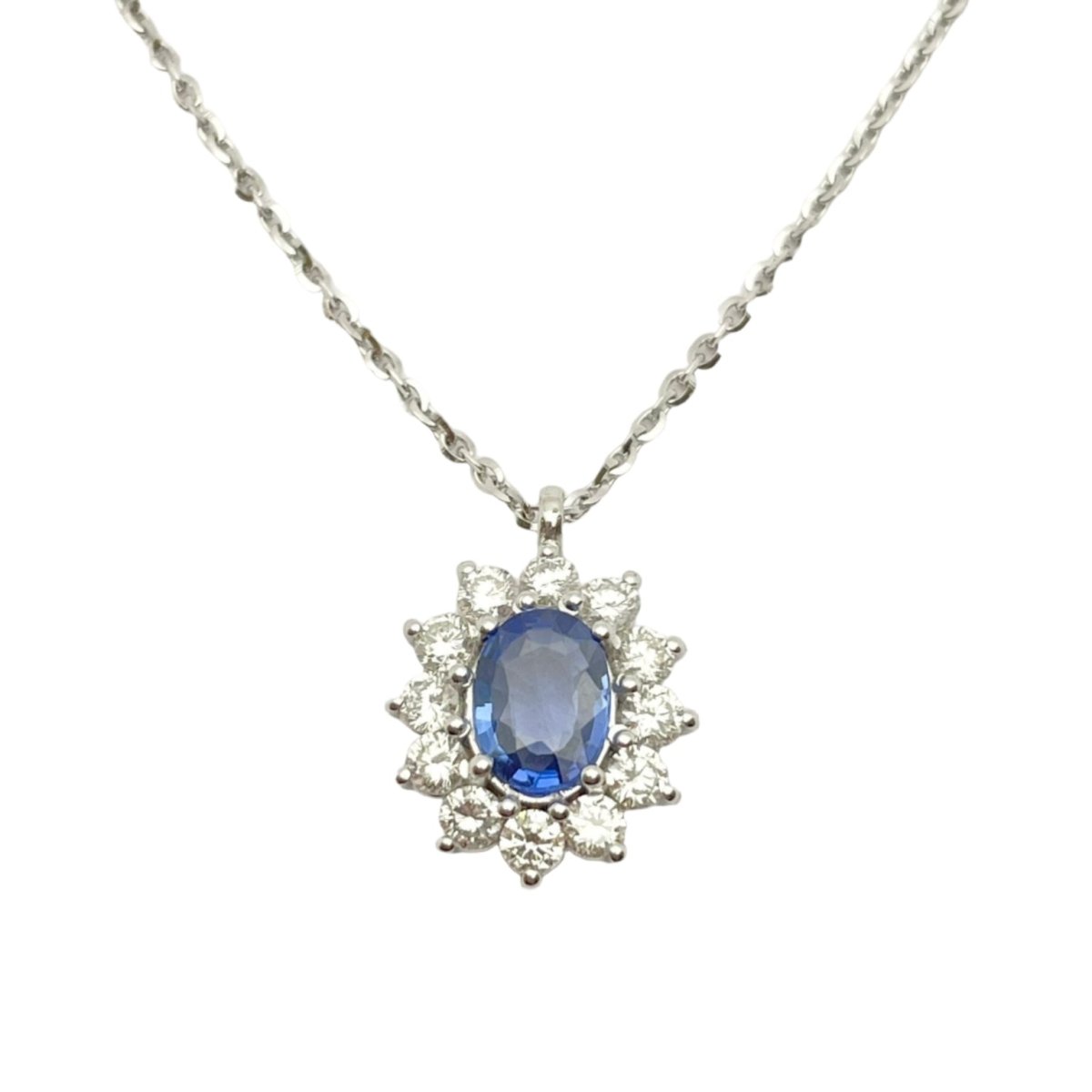 Collier Pendentif en or blanc, saphir et diamants - Castafiore