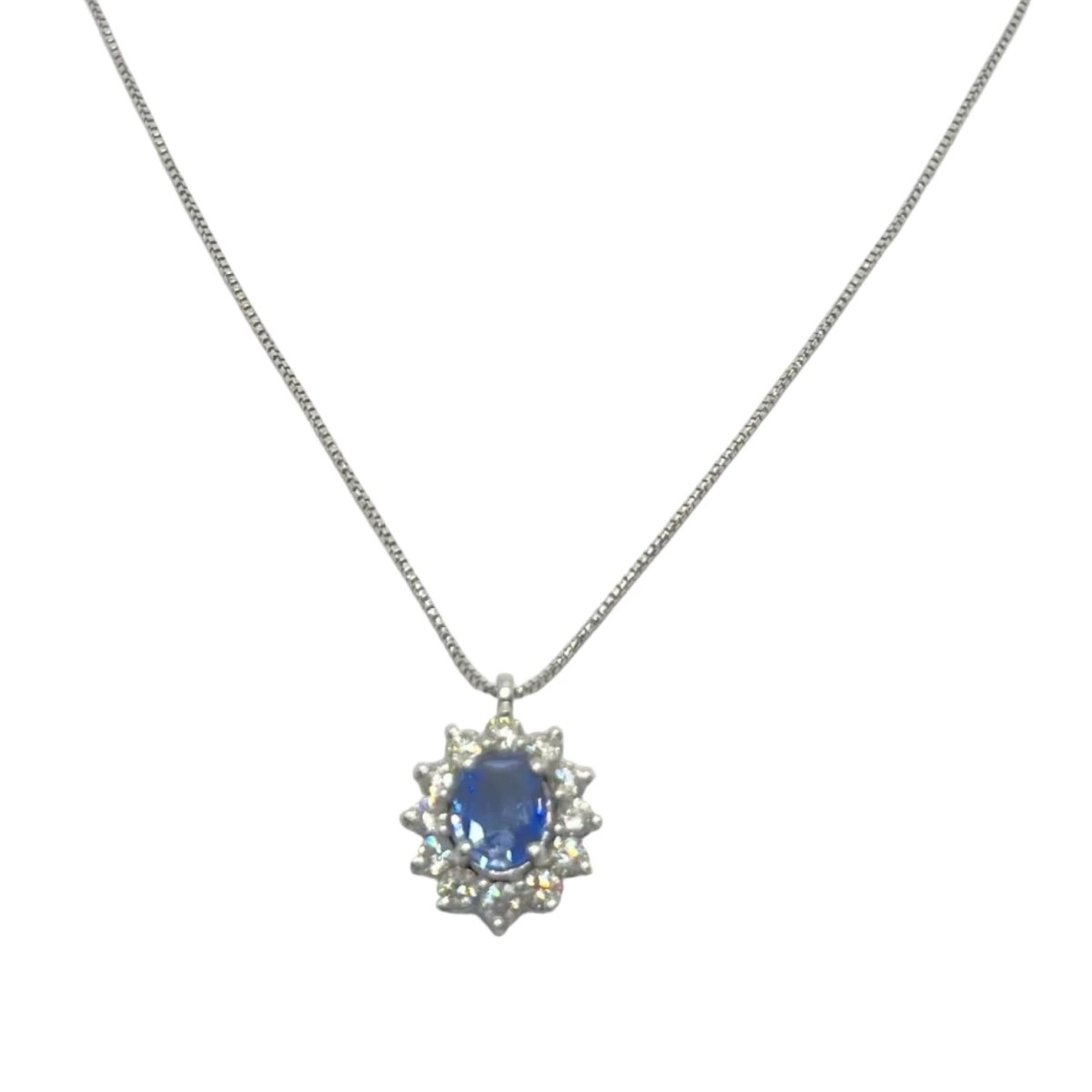Collier Pendentif en or blanc, saphir et diamants - Castafiore