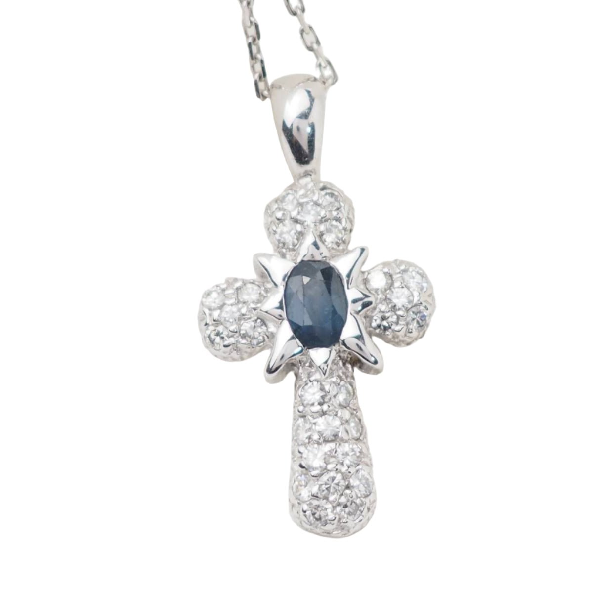 Collier Pendentif en or blanc, saphir et diamants - Castafiore