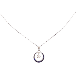 Collier pendentif en or blanc, saphirs et diamant - Castafiore