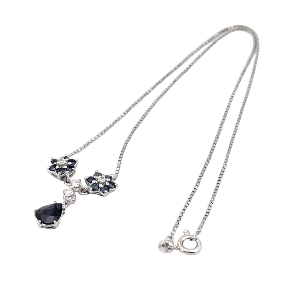 Collier Pendentif en or blanc, saphirs et diamants - Castafiore
