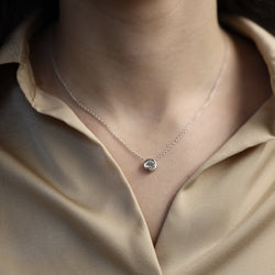 Collier pendentif en or gris 18K avec diamant taille ancienne 0,80 ct I - VS – 40 cm - Castafiore