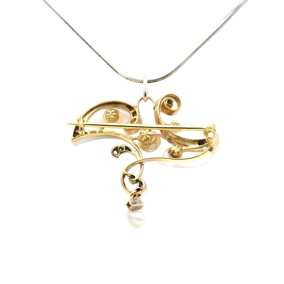 Collier Pendentif en or jaune, argent et diamants - Castafiore