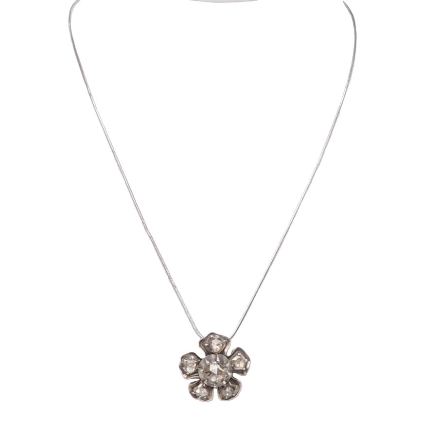 Collier Pendentif en or jaune, argent et diamants - Castafiore