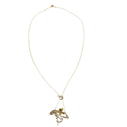 Collier Pendentif en or jaune, argent, perles et diamants - Castafiore