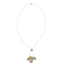 Collier Pendentif en or jaune, argent, perles et diamants - Castafiore