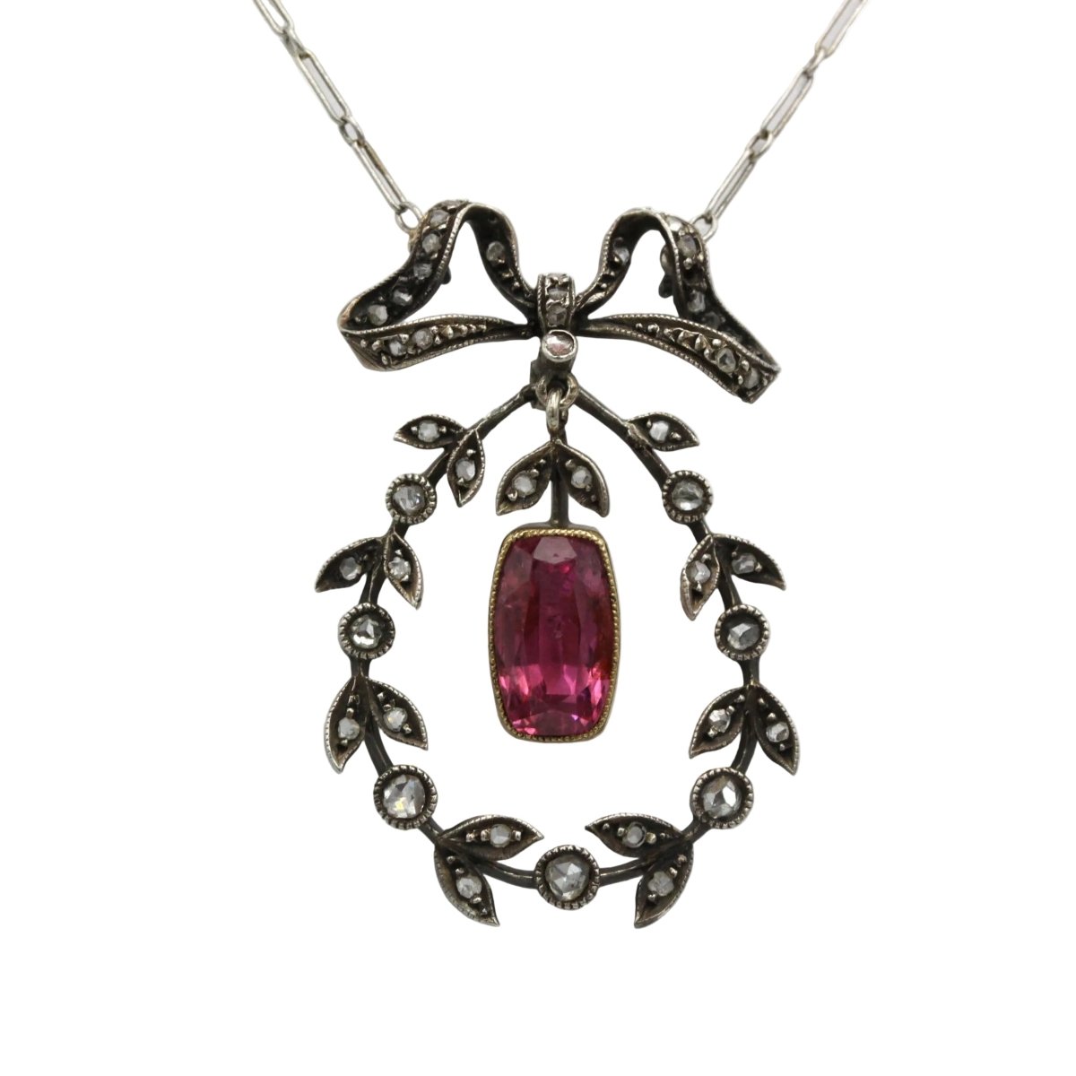 Collier Pendentif en or jaune, argent, platine, tourmaline et diamants - Castafiore