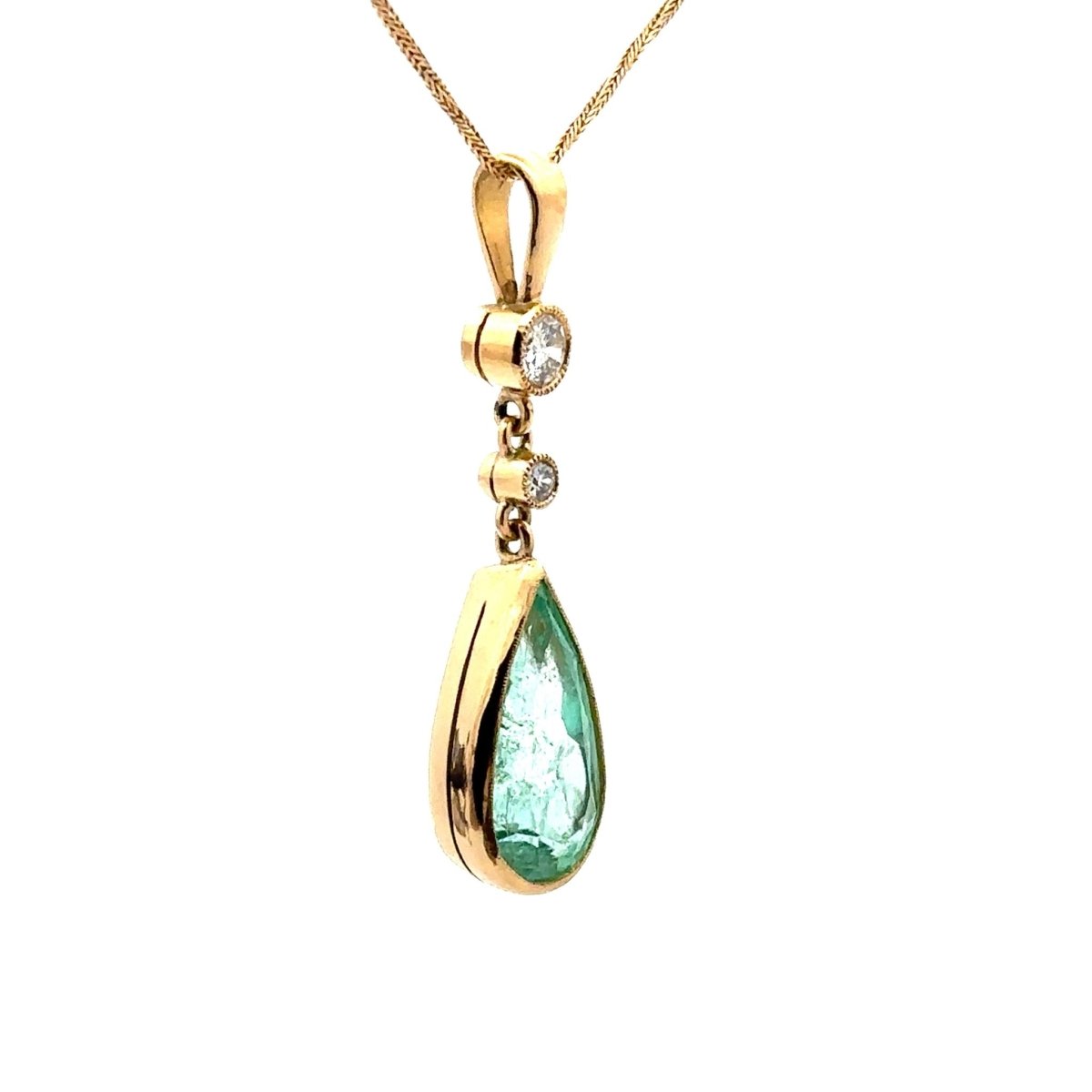 Collier Pendentif en or jaune, émeraude et diamants - Castafiore