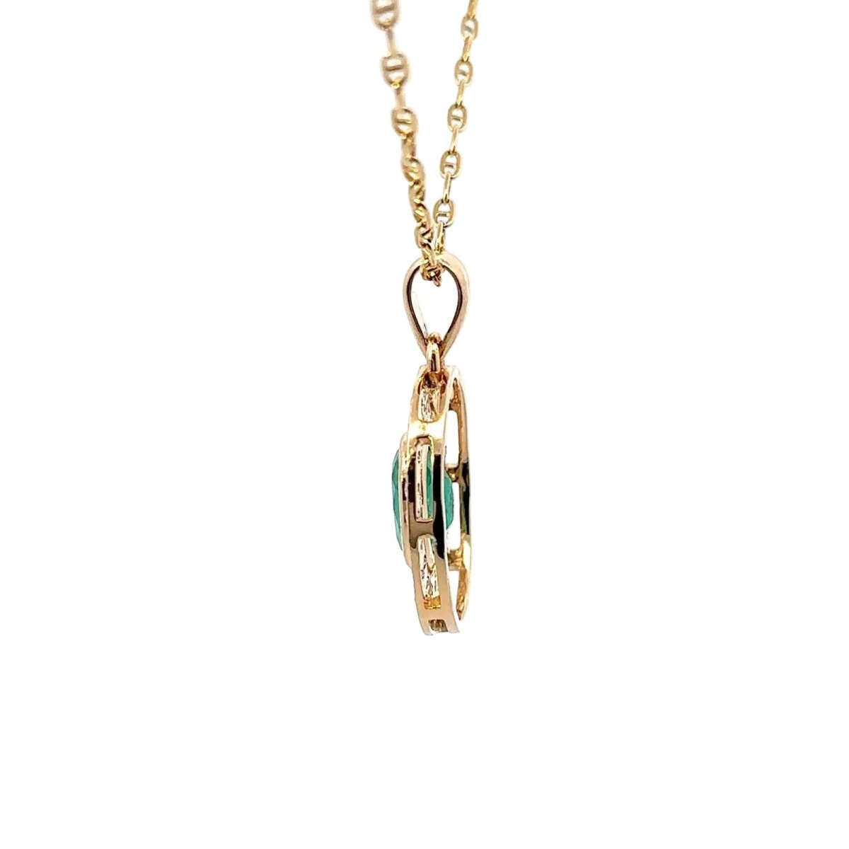 Collier Pendentif en or jaune, émeraude et diamants - Castafiore