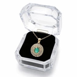 Collier Pendentif en or jaune, émeraude et diamants - Castafiore