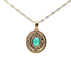 Collier Pendentif en or jaune, émeraude et diamants - Castafiore