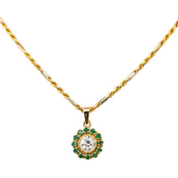 Collier Pendentif en or jaune, émeraudes et diamant - Castafiore