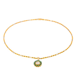 Collier Pendentif en or jaune, émeraudes et diamant - Castafiore