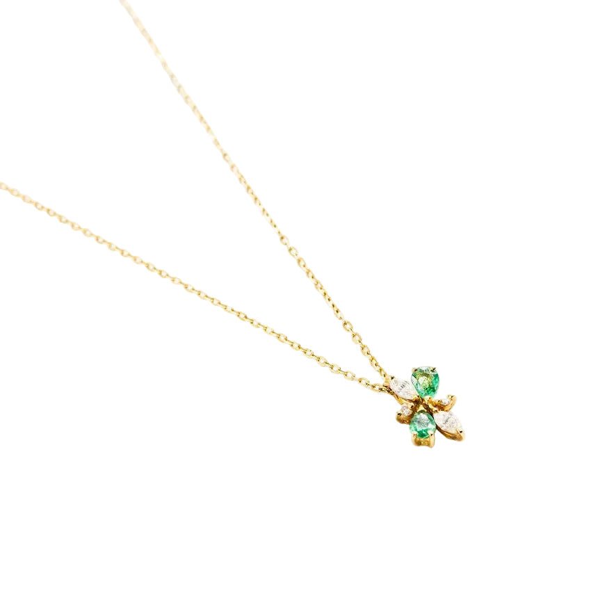 Collier Pendentif en or jaune, émeraudes et diamants - Castafiore