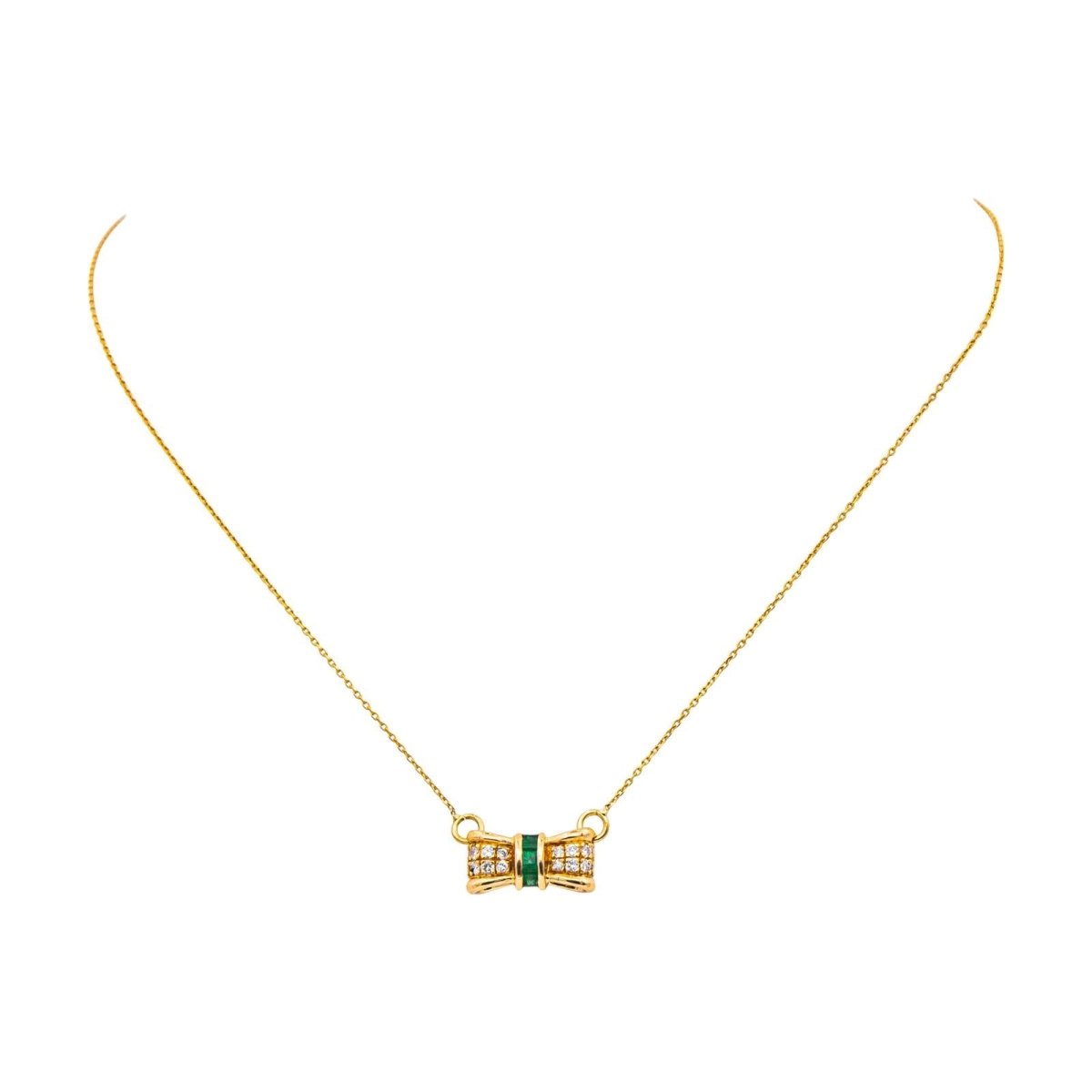 Necklace Emerald yellow gold 