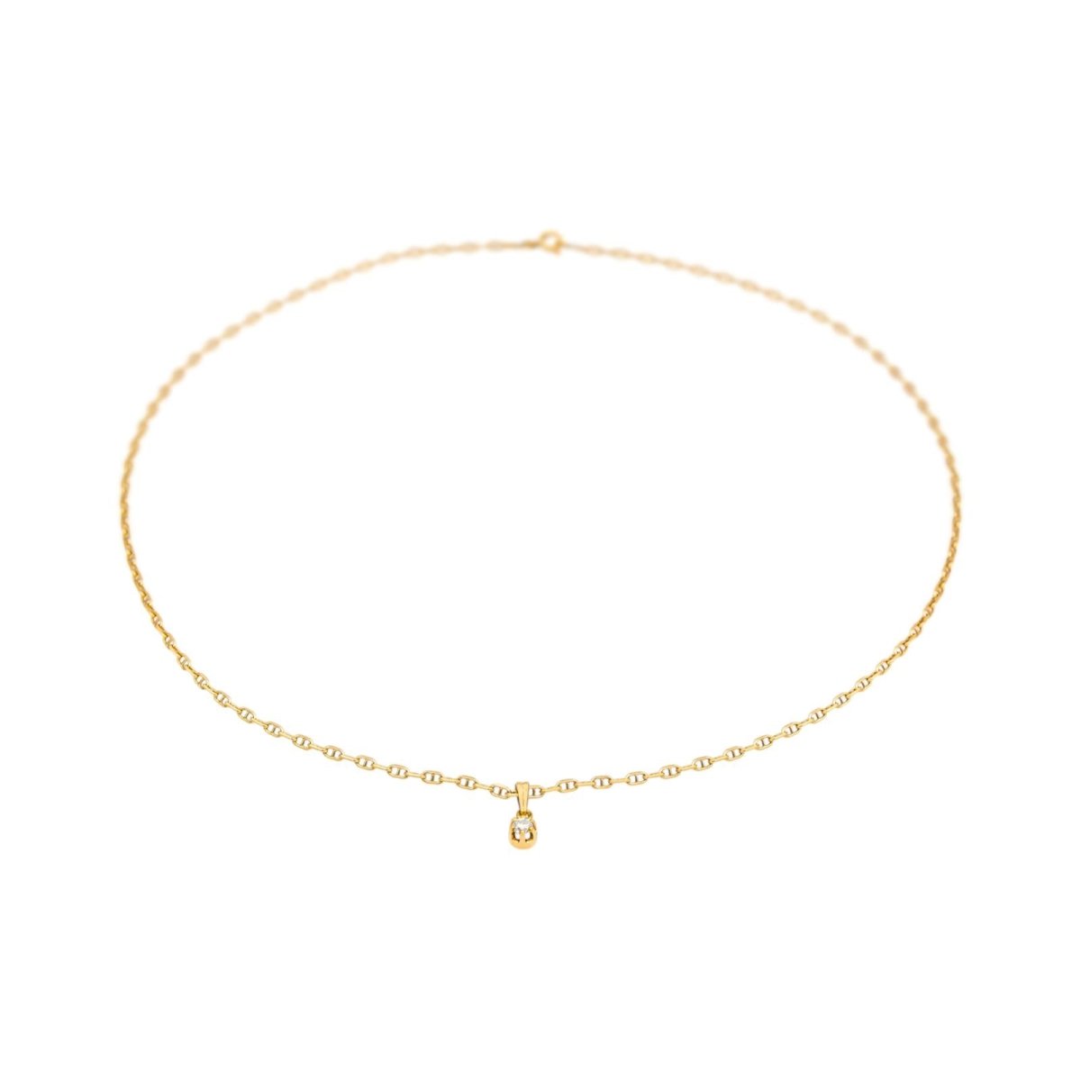 Necklace Navy mesh Yellow gold diamond