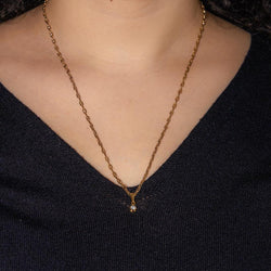 Necklace Navy mesh Yellow gold diamond