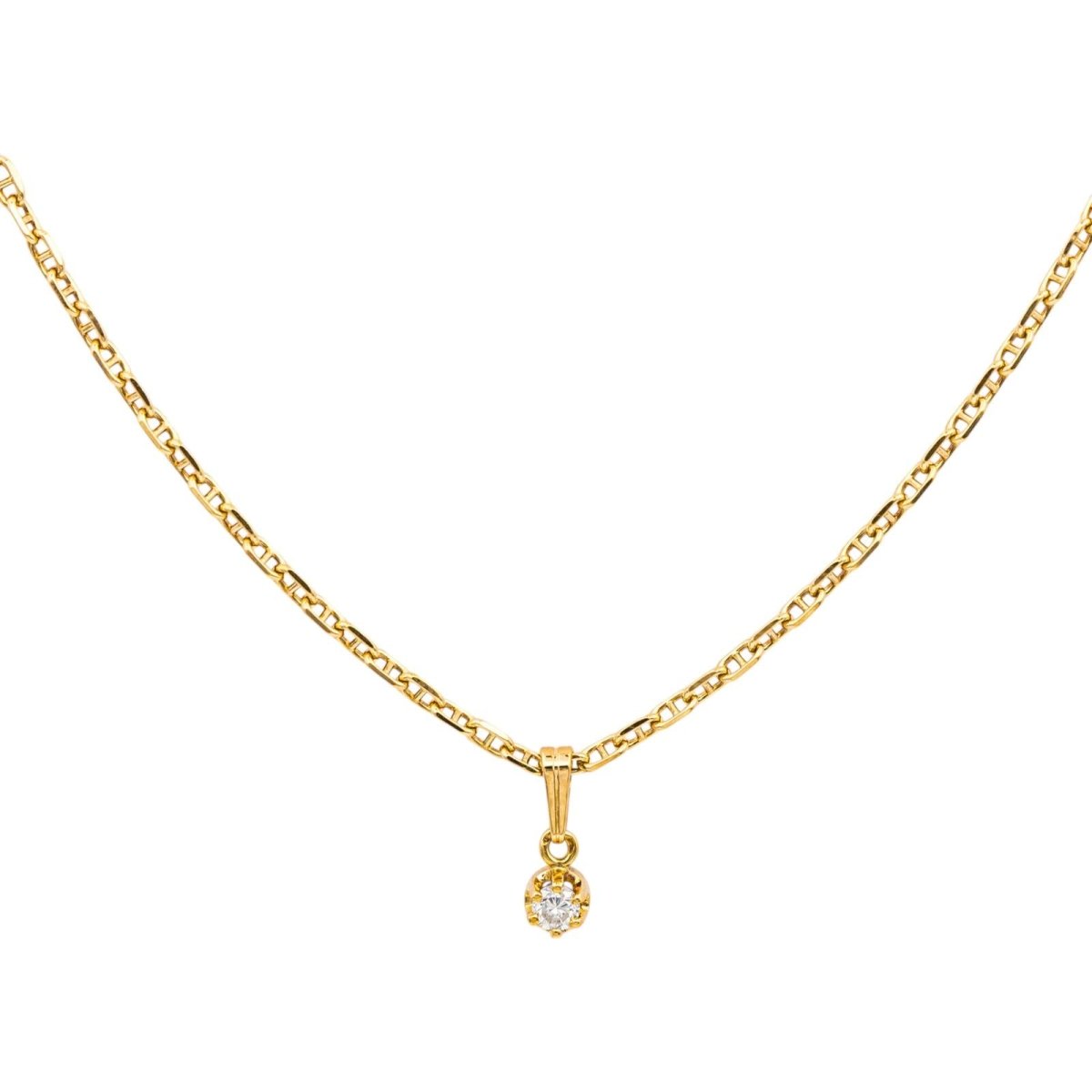 Necklace Navy mesh Yellow gold diamond