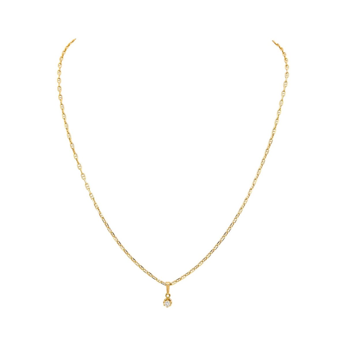 Necklace Navy mesh Yellow gold diamond