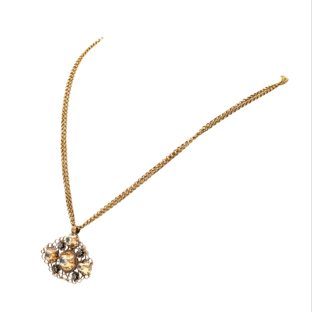 Collier Pendentif en or jaune et diamants - Castafiore